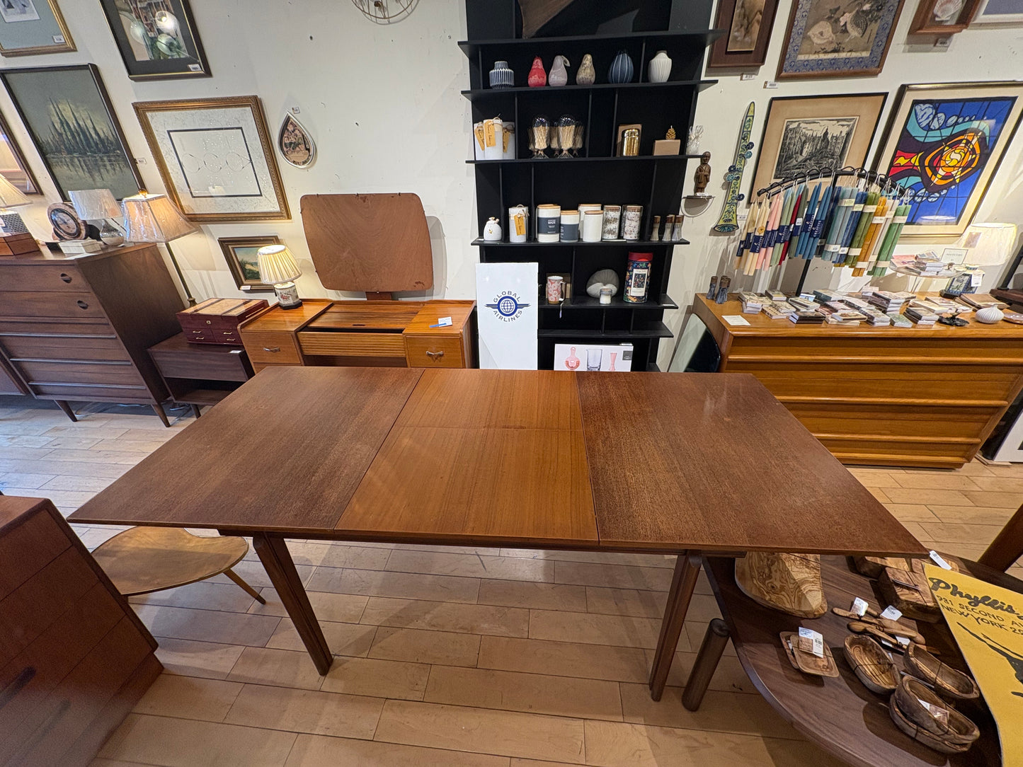 Teak Rectangular Dining Table with Inset Leaf