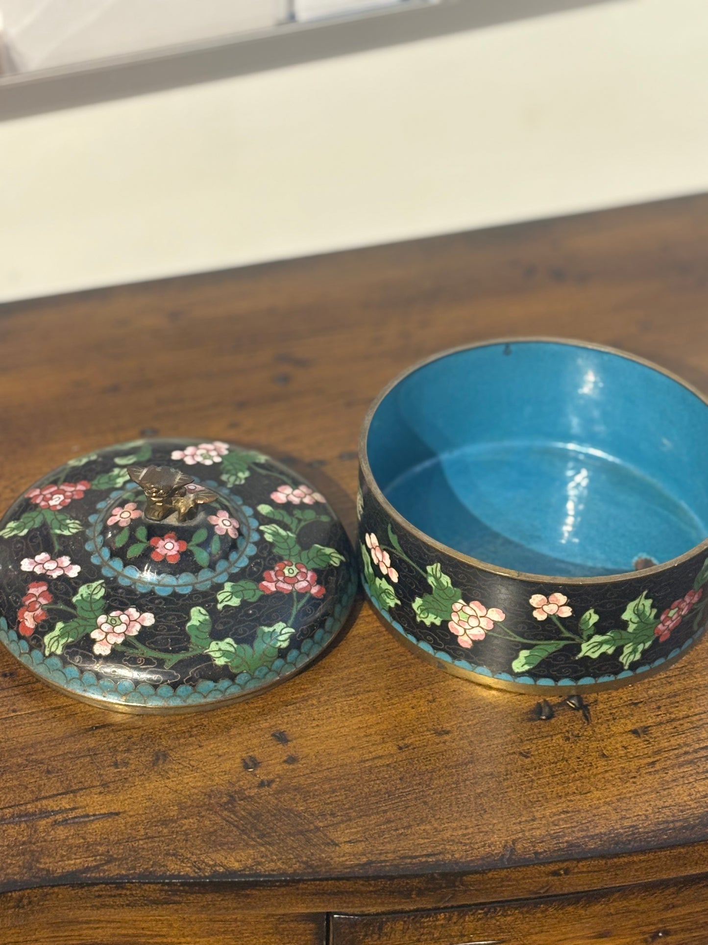 Round Cloisonne Box with Creature Topper