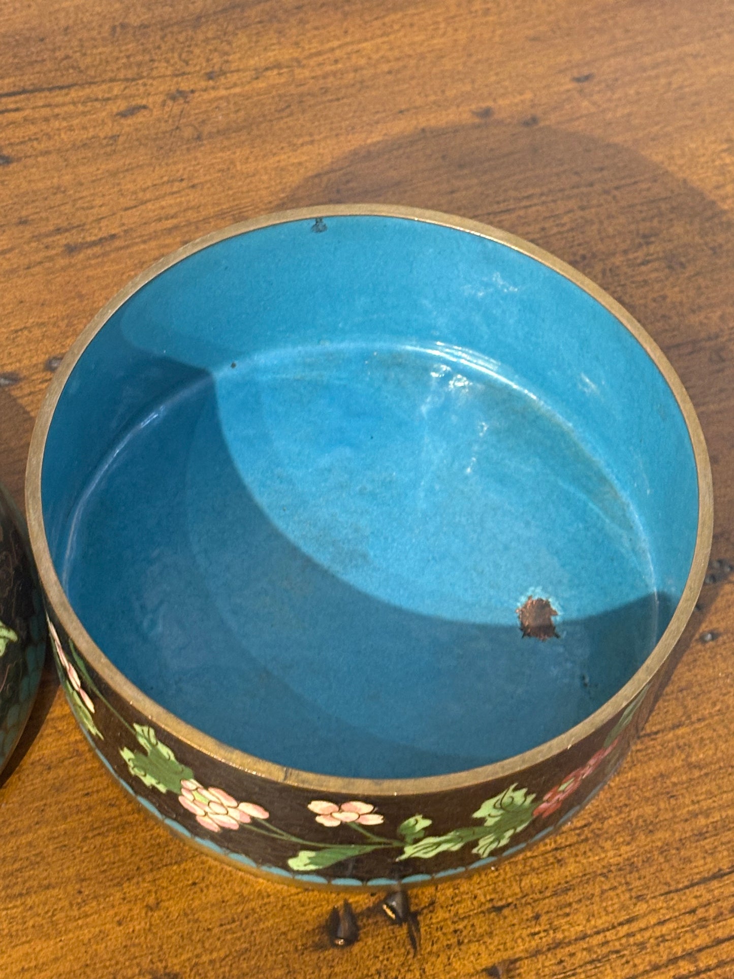 Round Cloisonne Box with Creature Topper