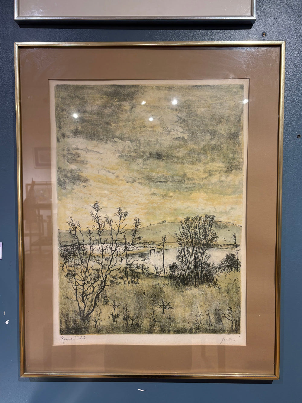 Signed Bernard Gantner "Autumn Landscape" Lithograph