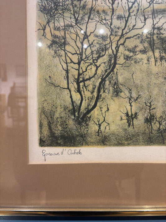 Signed Bernard Gantner "Autumn Landscape" Lithograph