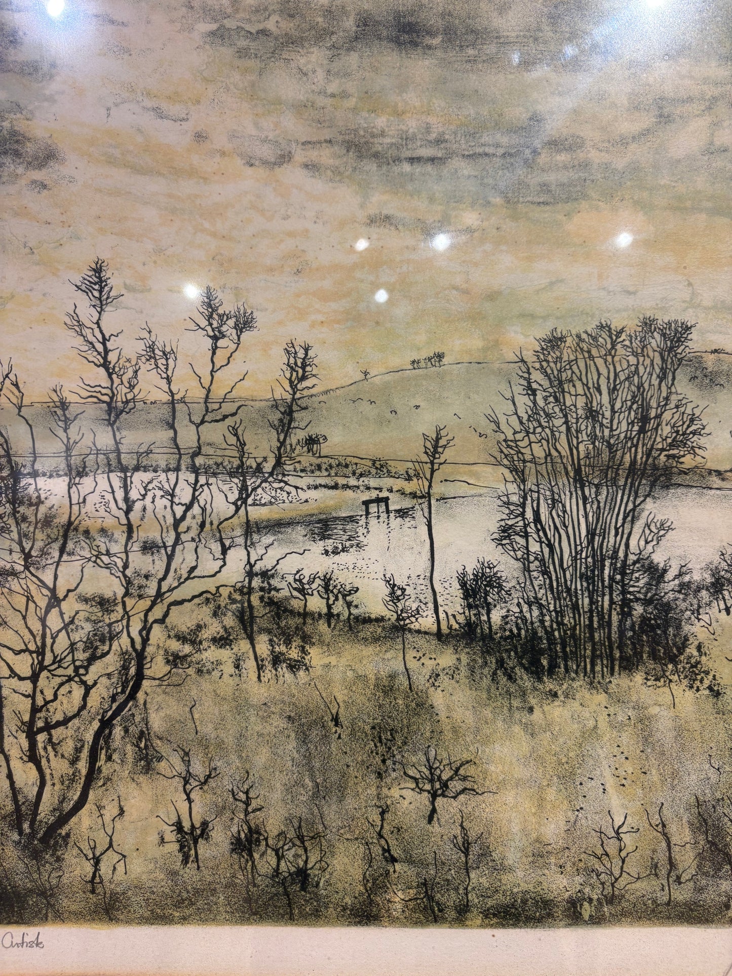 Signed Bernard Gantner "Autumn Landscape" Lithograph