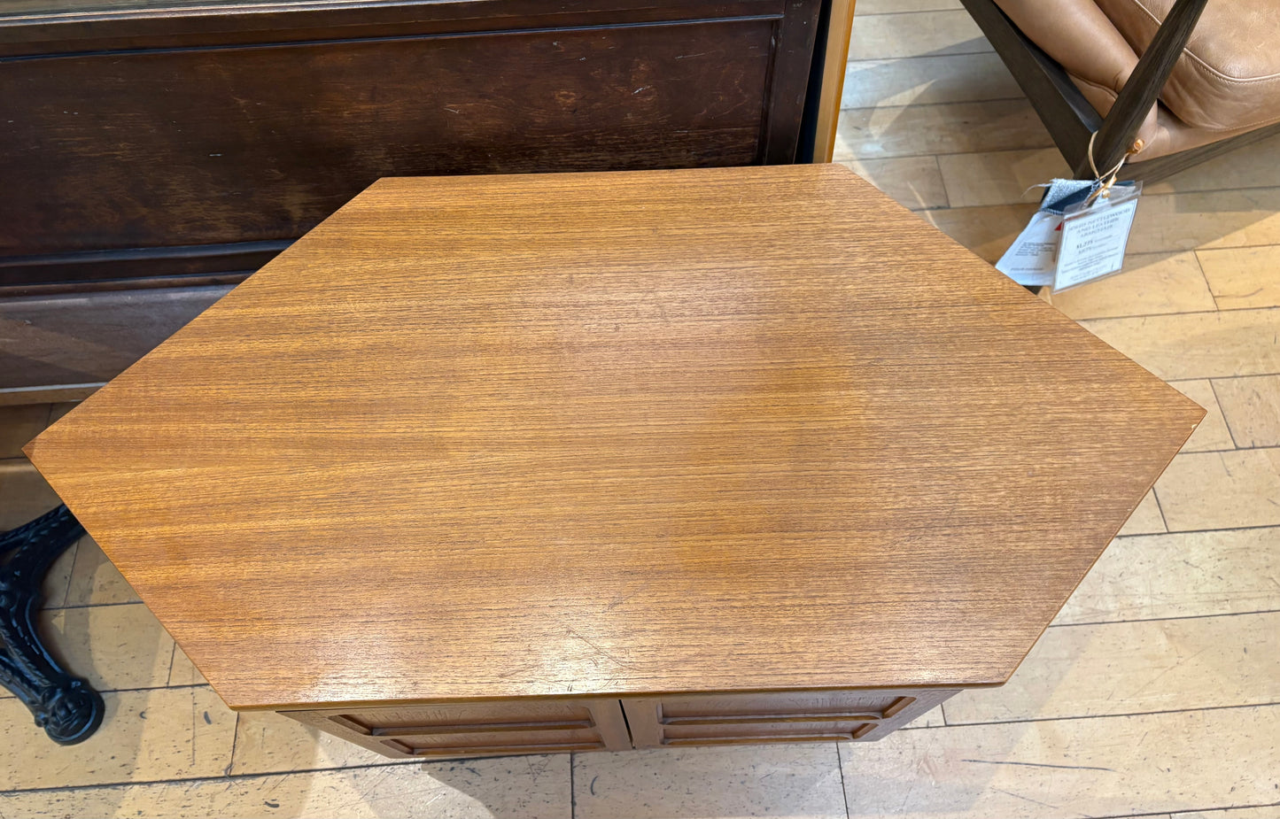 Teak Short Hexagonal Cabinet with Shelves