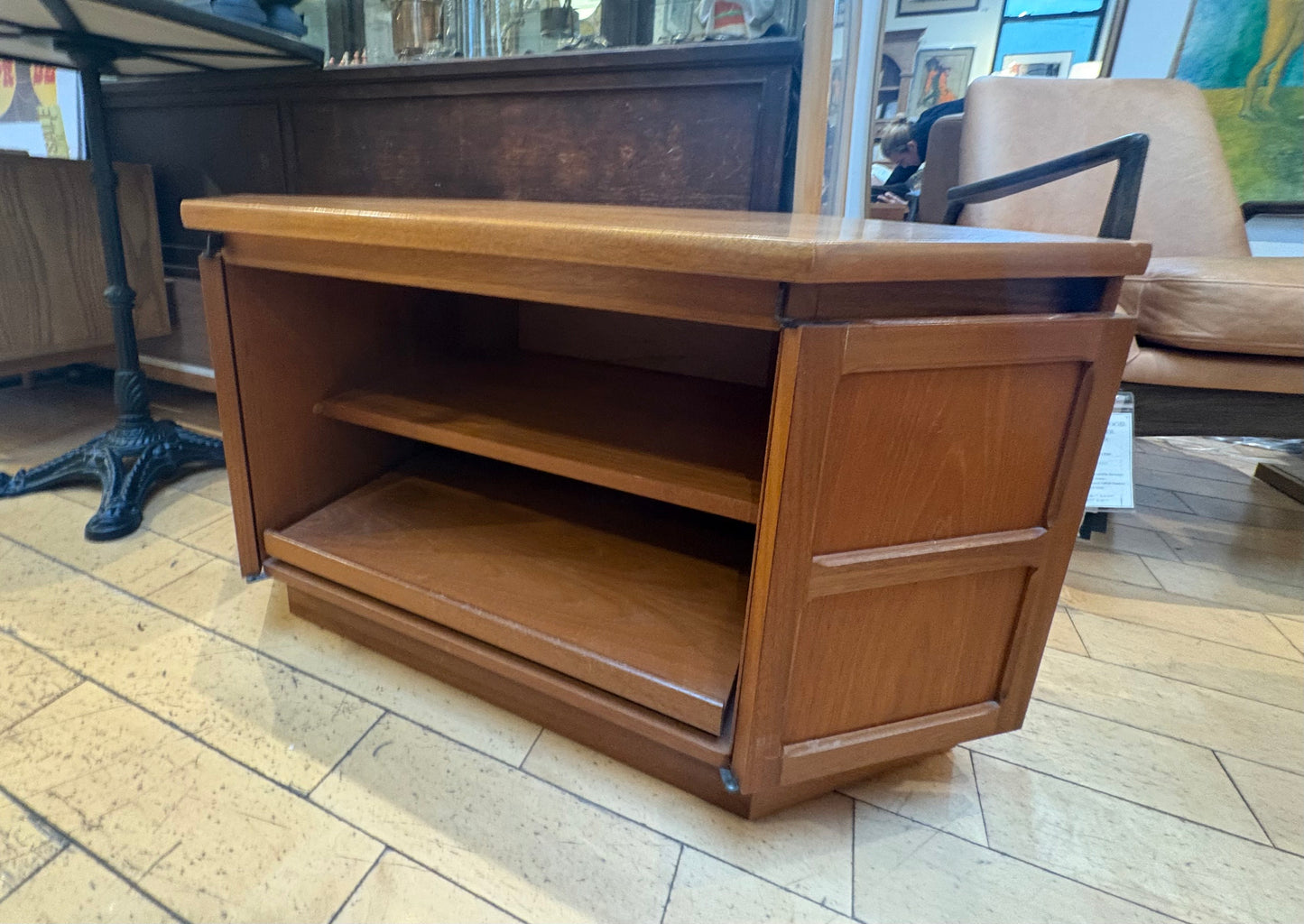 Teak Short Hexagonal Cabinet with Shelves