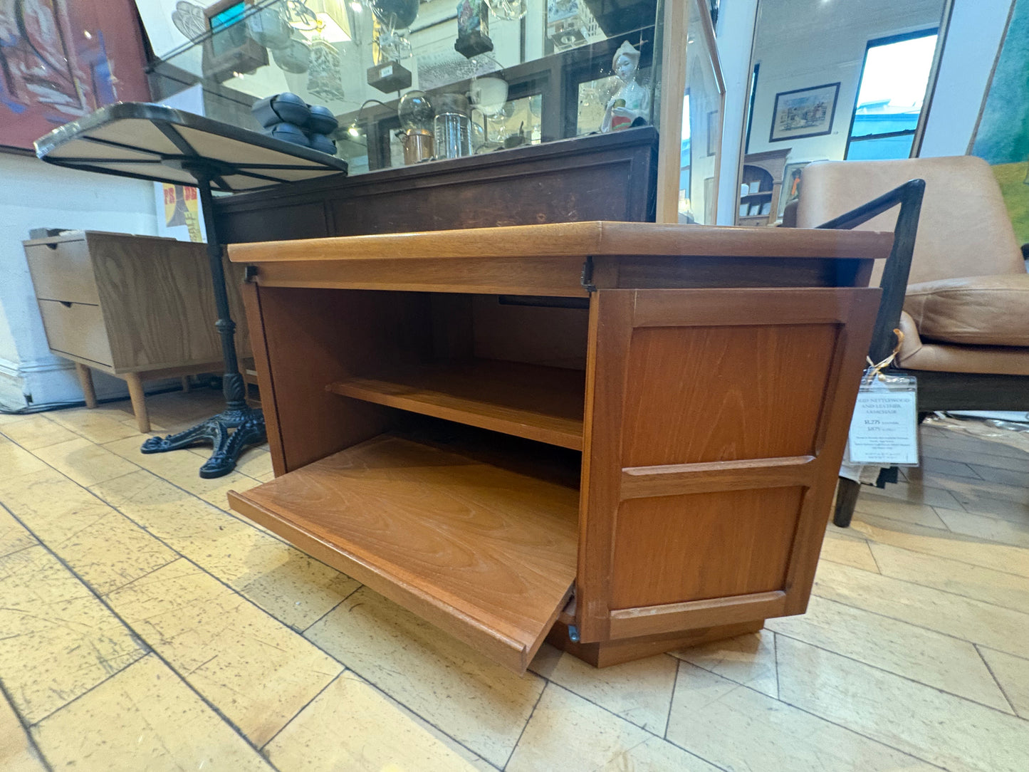 Teak Short Hexagonal Cabinet with Shelves