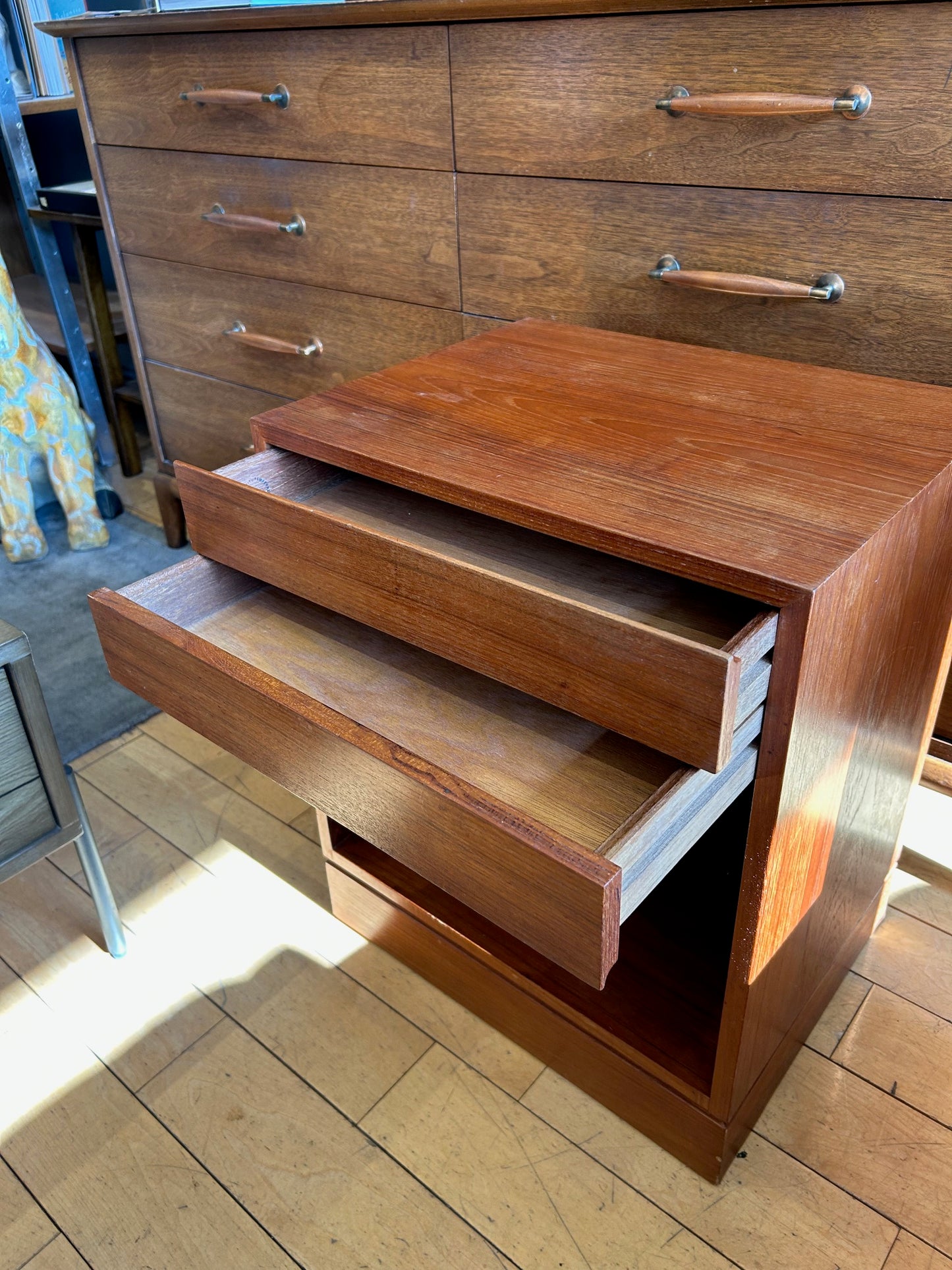Danish 2 Drawer Teak Side Table