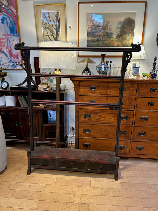Vintage Japanese Robe Rack w/ 3 Drawers
