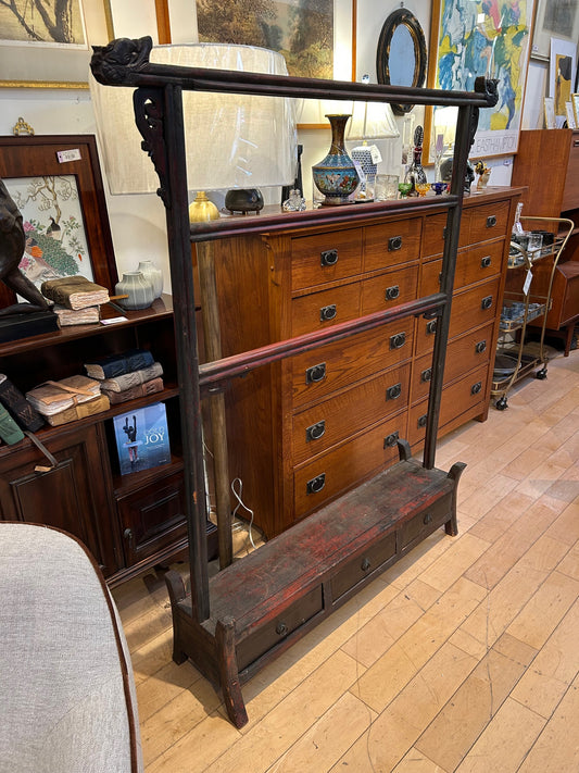 Vintage Japanese Robe Rack w/ 3 Drawers