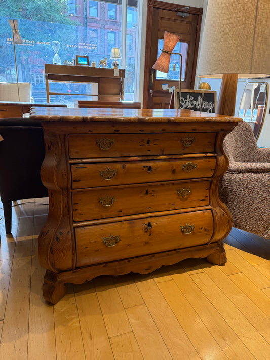 Antique European Pine Curved Dresser