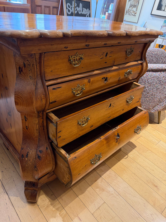 Antique European Pine Curved Dresser