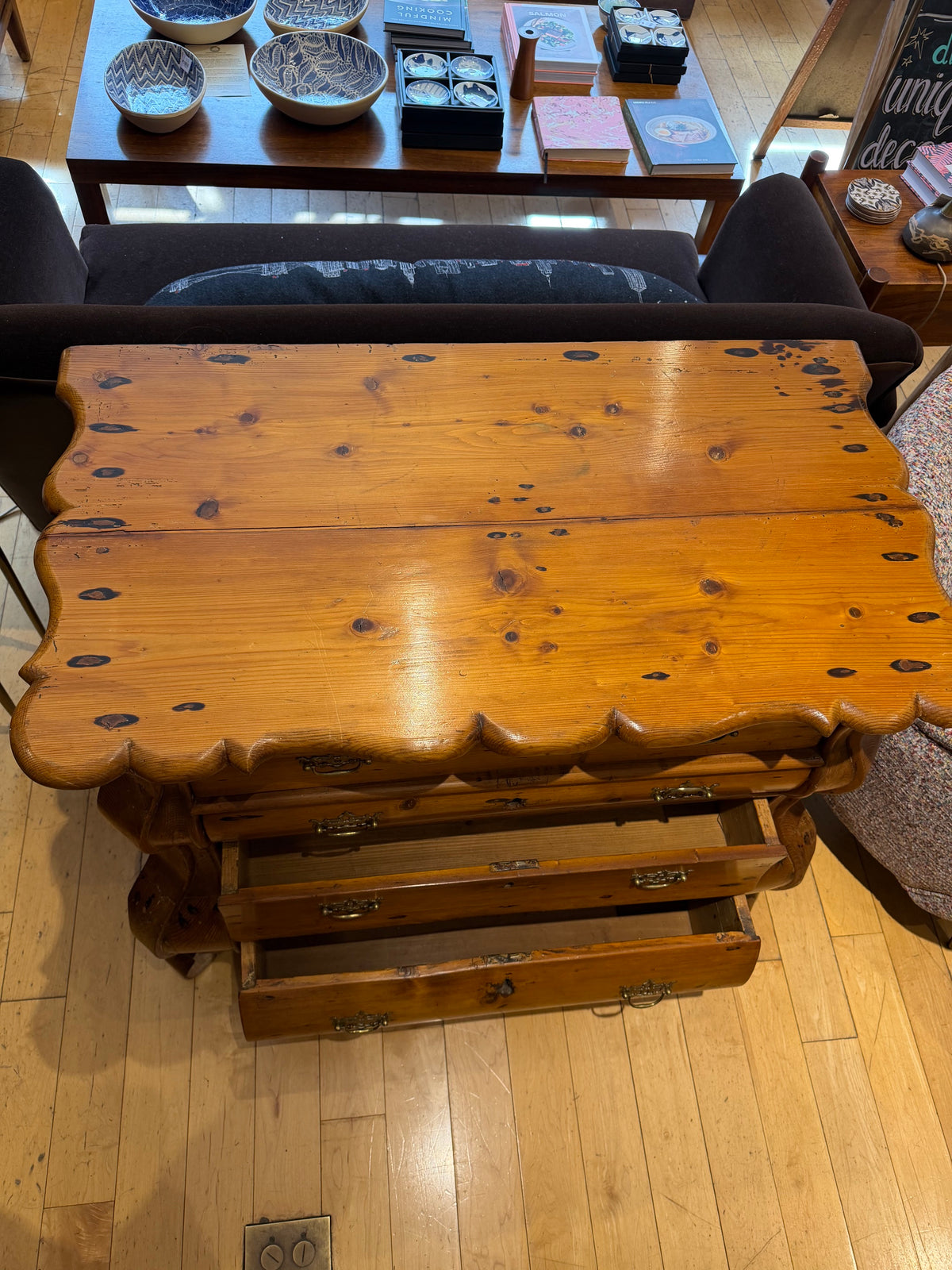 Antique European Pine Curved Dresser