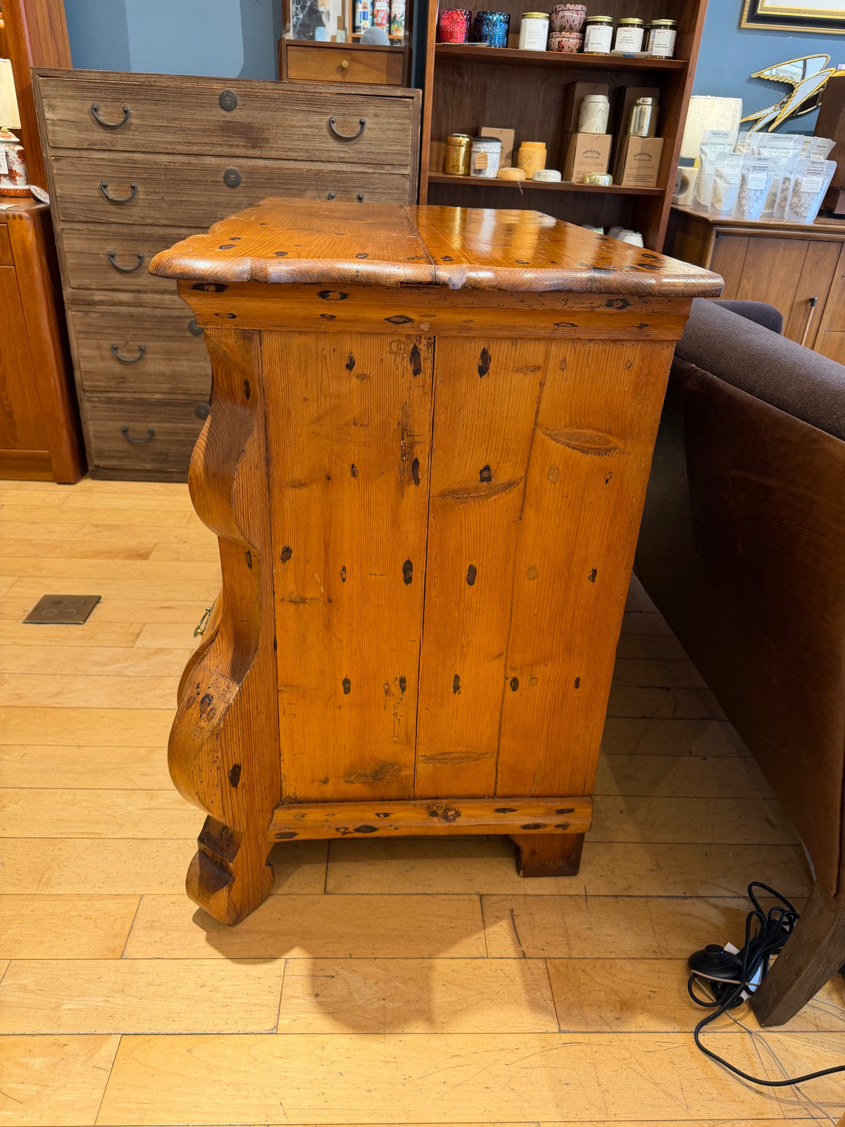Antique European Pine Curved Dresser