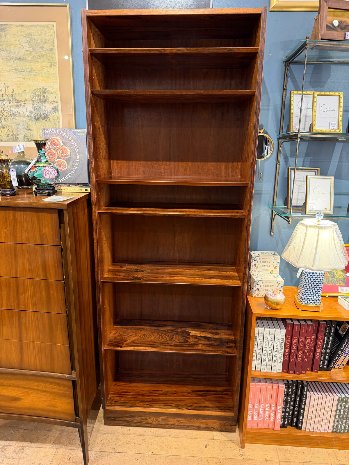 Rosewood Tall Bookcase with Adjustable Shelves