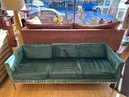 Teal And Chrome Upholstered Sofa