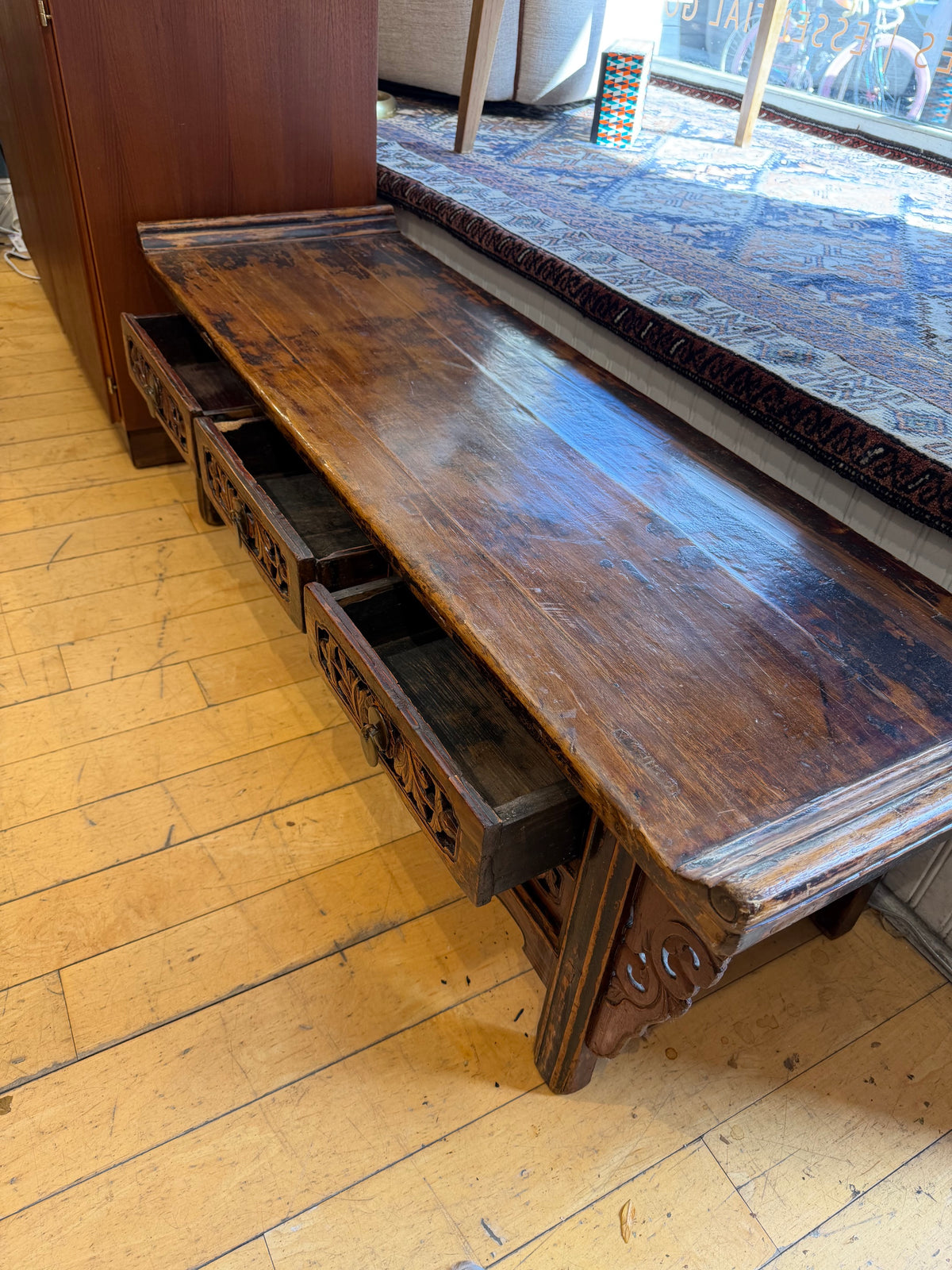 Pagoda Top 3 Drawer Low Console/Bench