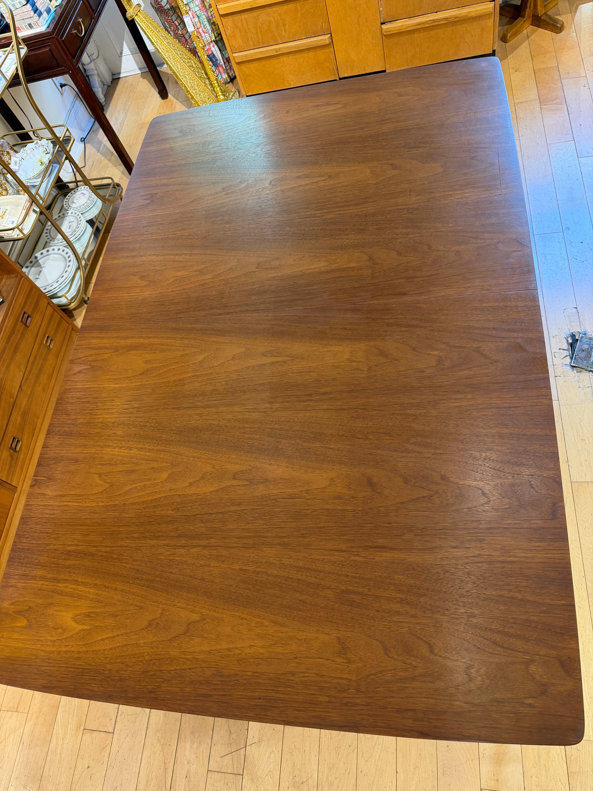 Large Walnut Dining Table with 2 Leaves