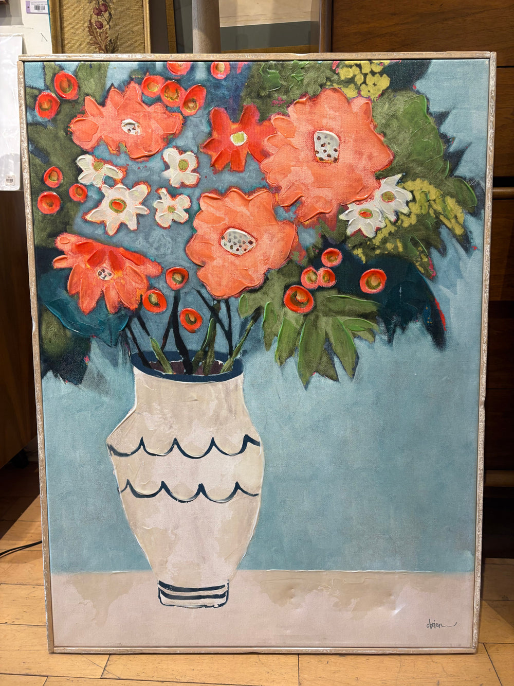 Signed Anne O'Brian Flowers in a Vase Still Life Painting