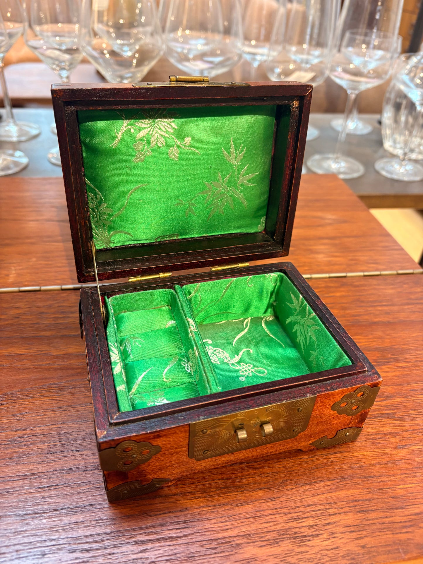 Small Wood & Jade Jewelry Box