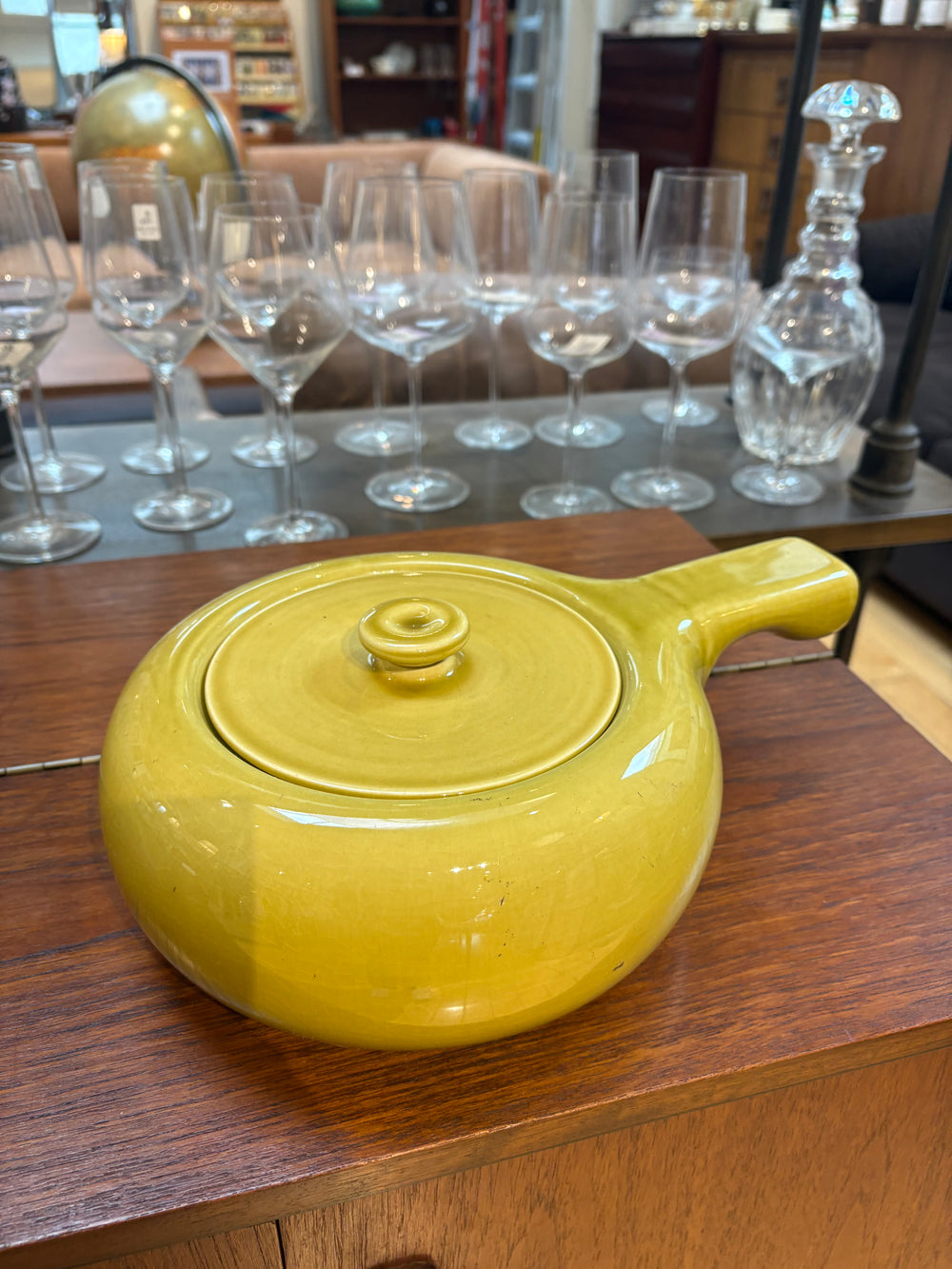 Russel Wright Yellow Ceramic Covered Pot