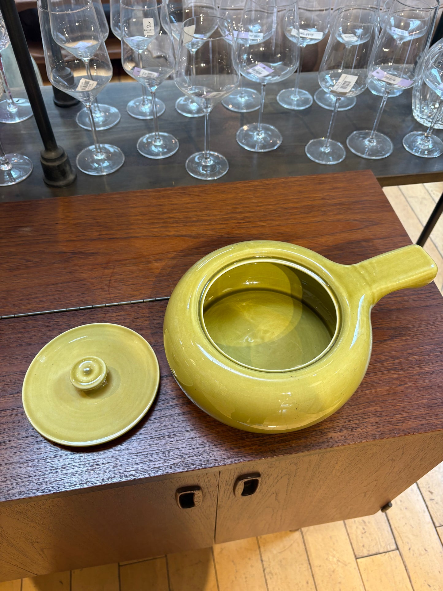 Russel Wright Yellow Ceramic Covered Pot