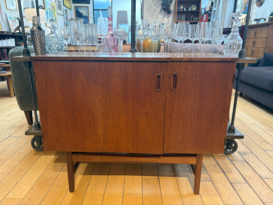 Teak Bar Cabinet with Glass Shelves