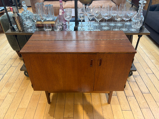 Teak Bar Cabinet with Glass Shelves