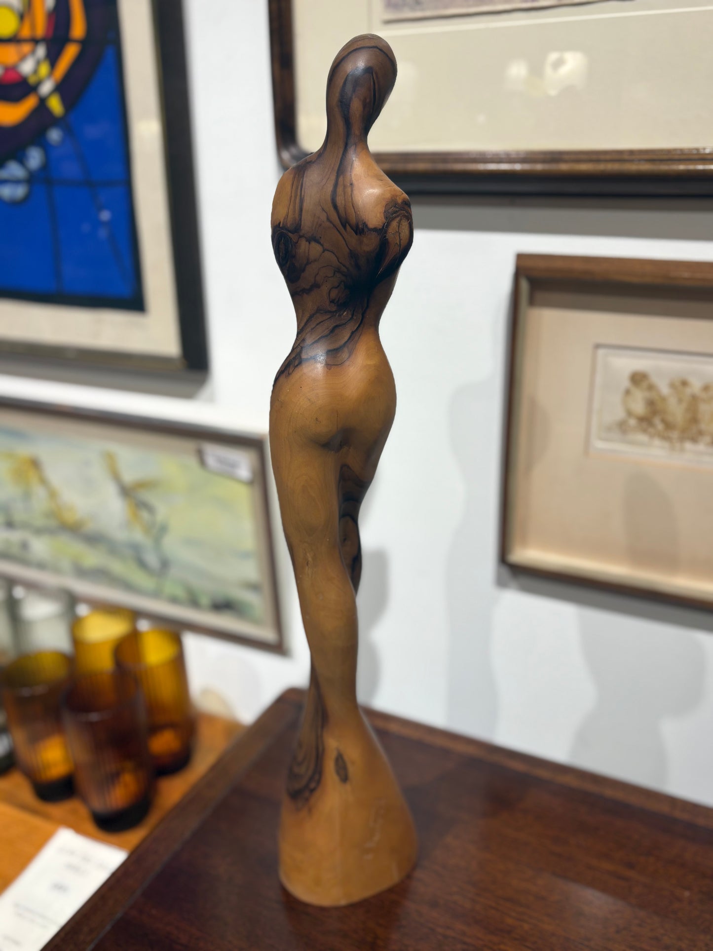 Signed Leon Bronstein Carved Female Sculpture