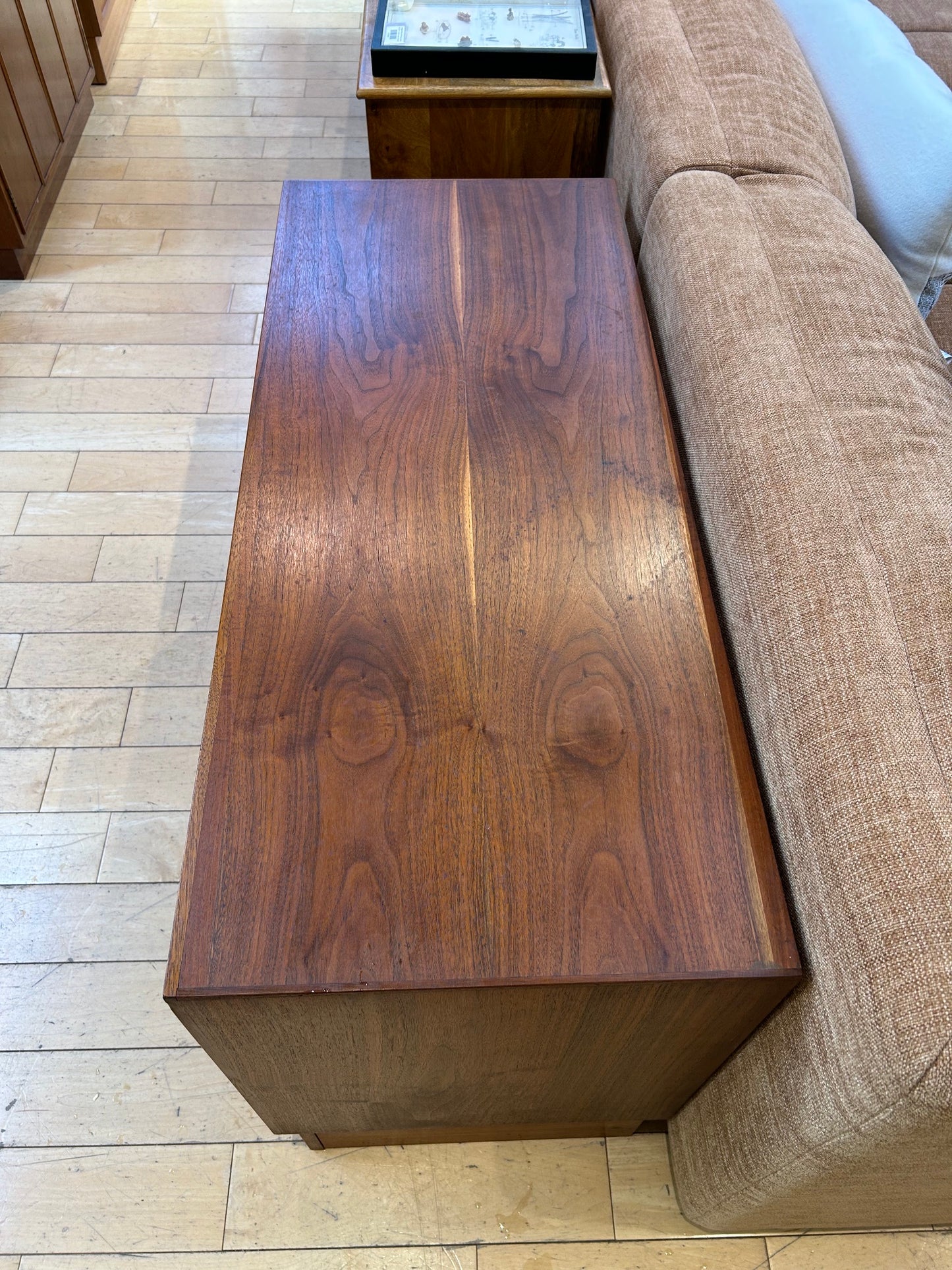 Teak 4 Drawer Console with Sliding Door Cabinet
