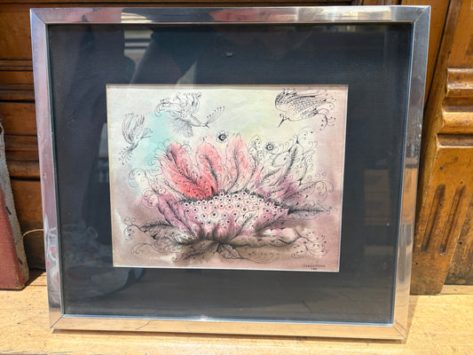 '68 Signed Clara Ledesma Ink and Watercolor Illustration