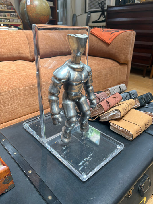 Aluminum Stretch Armstrong Mold Figure on Lucite Base