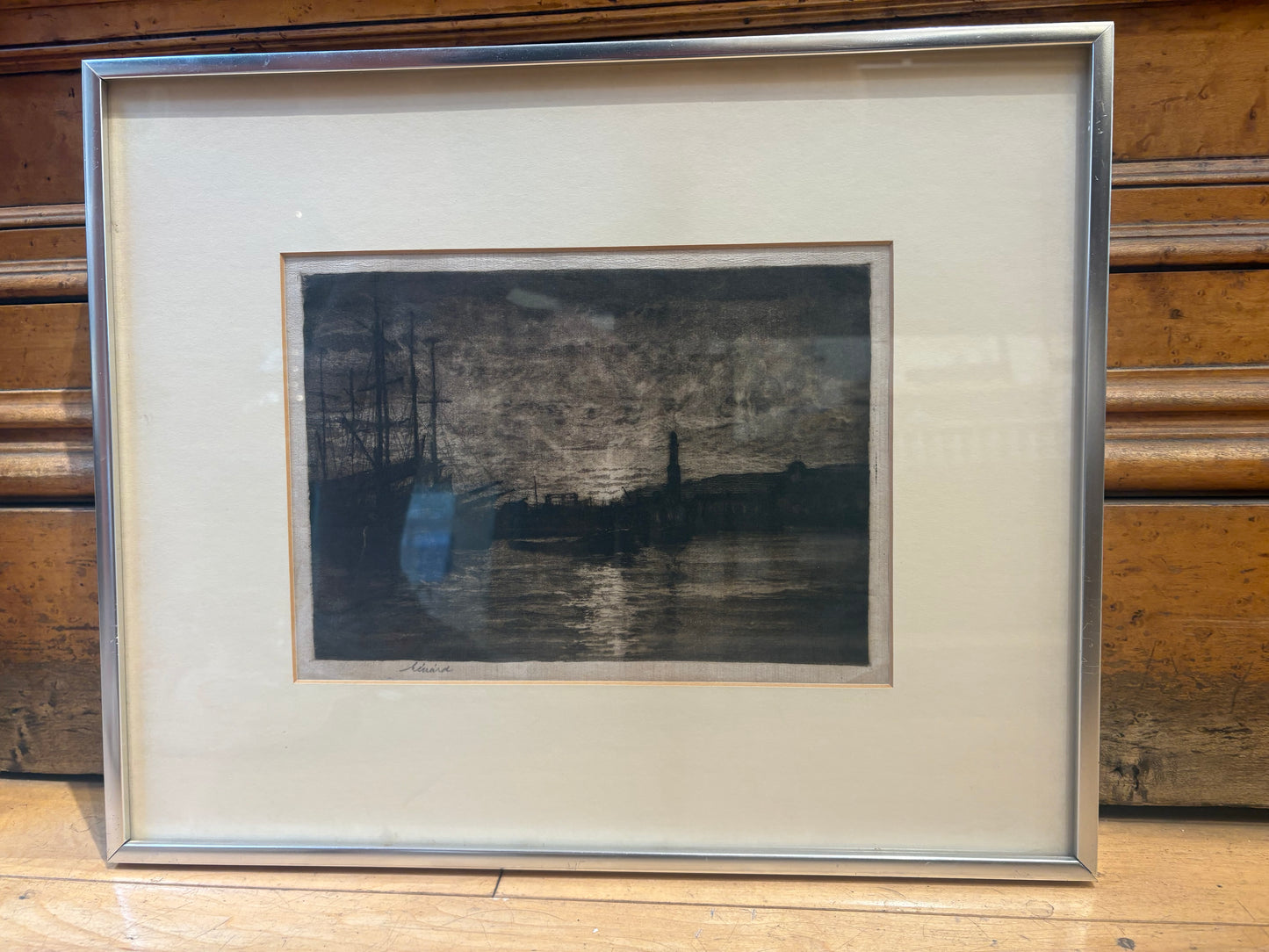 Signed Harbor Scene Etching/Intaglio