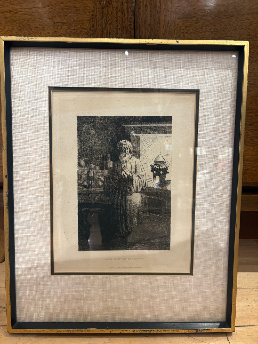 1875 Edmond Ulm "Brandt Découvrant le Phosphore" Etching