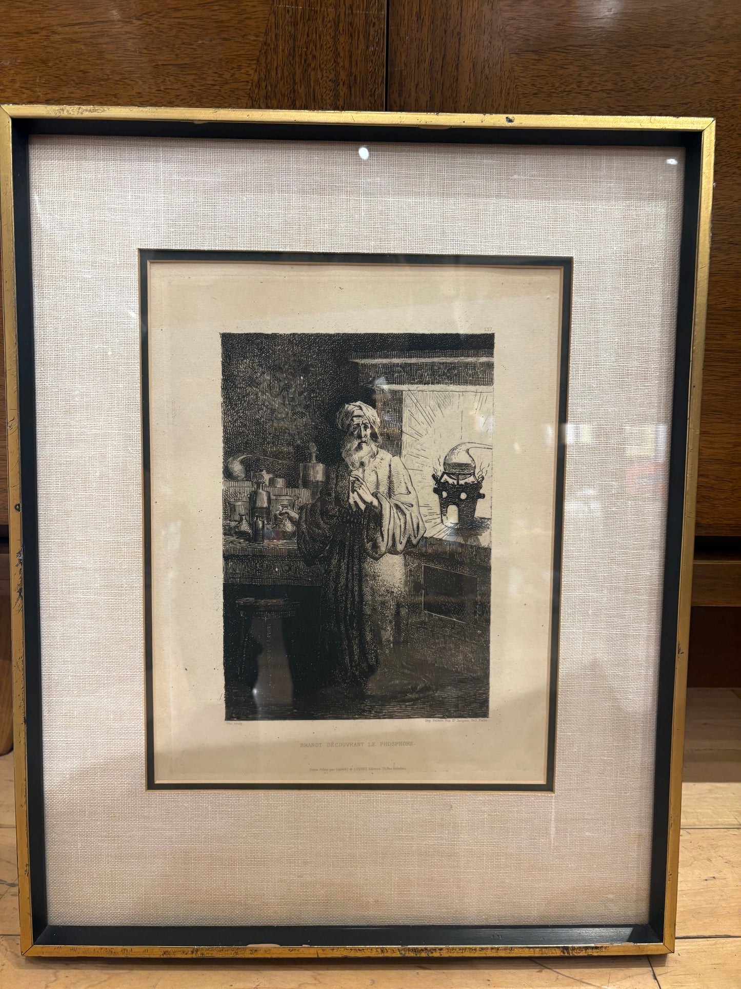 1875 Edmond Ulm "Brandt Découvrant le Phosphore" Etching