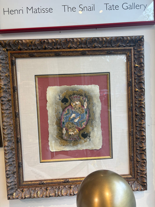 Signed Nicholas Whitehurst King of Clubs Painting with Gold Leaf