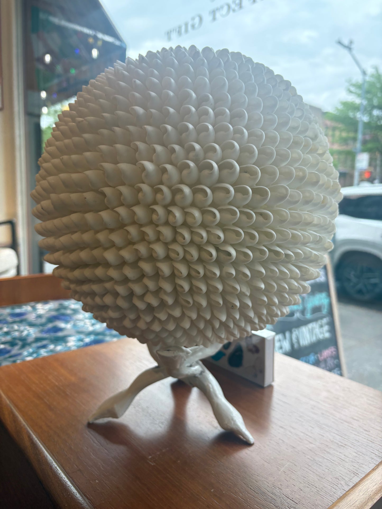 Porcelain Shell Orb on Stand