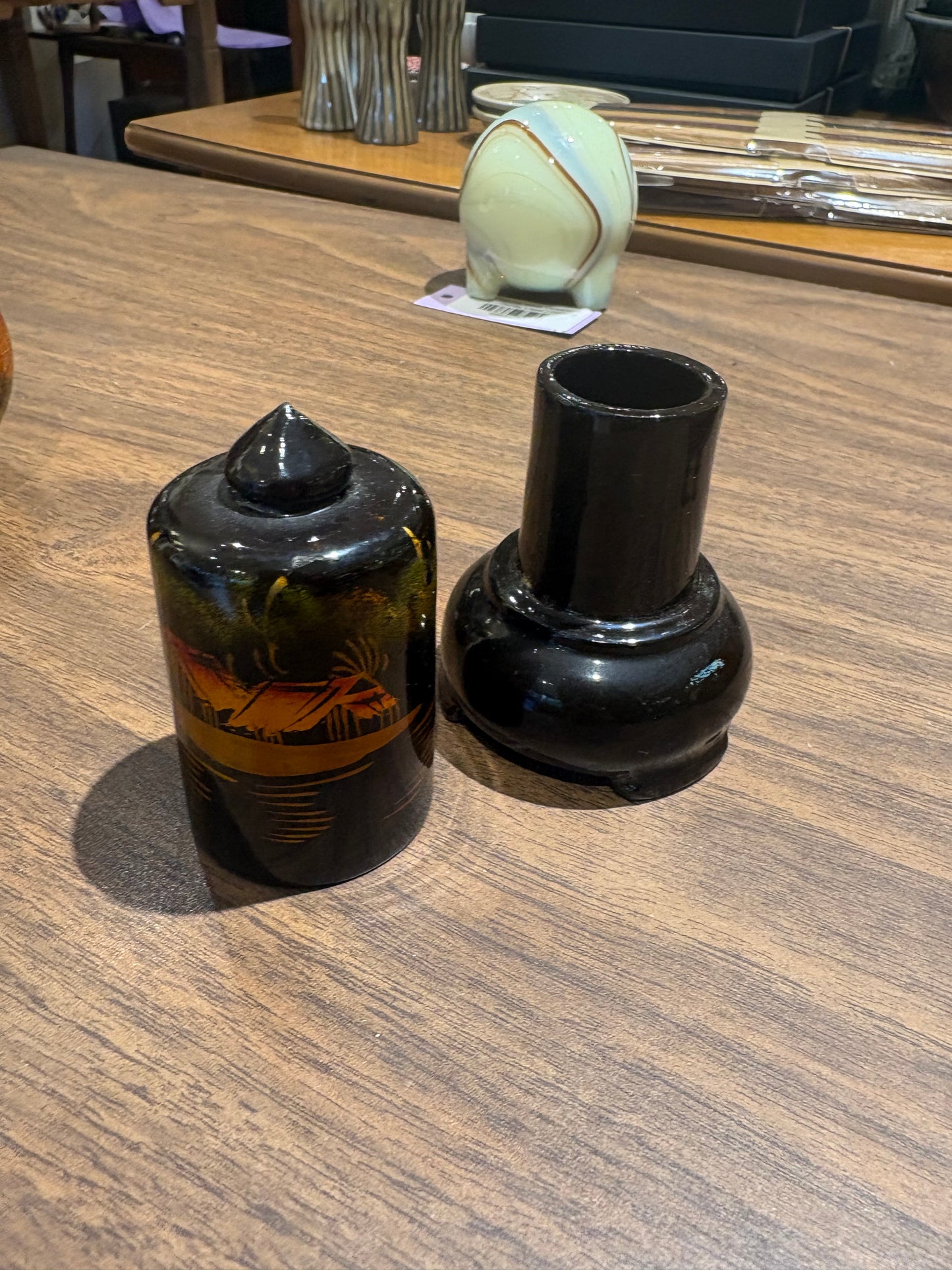 Oblong Black Painted Lacquered Box