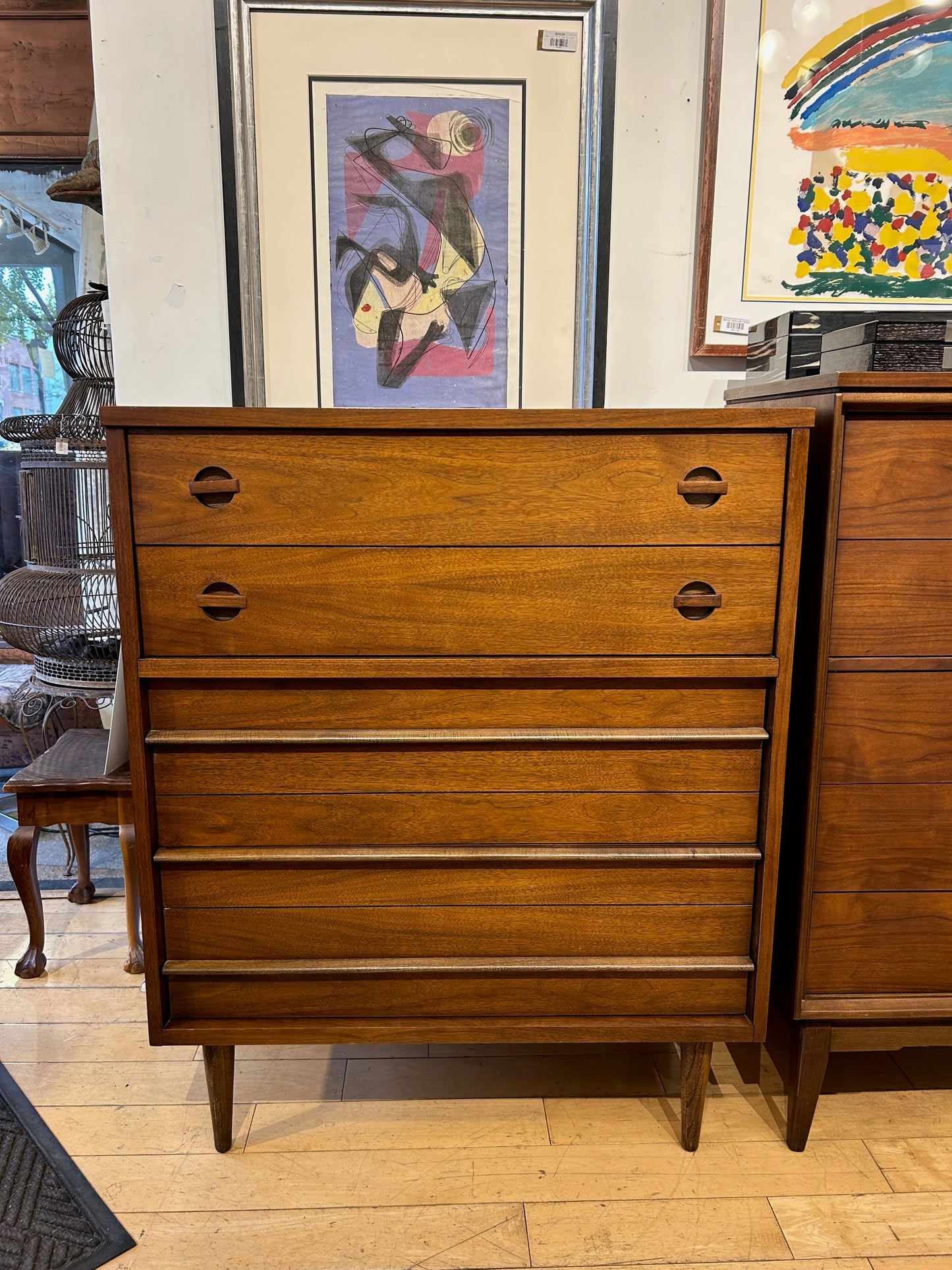 Bassett Walnut 4 Drawer Dresser with Wood Pulls