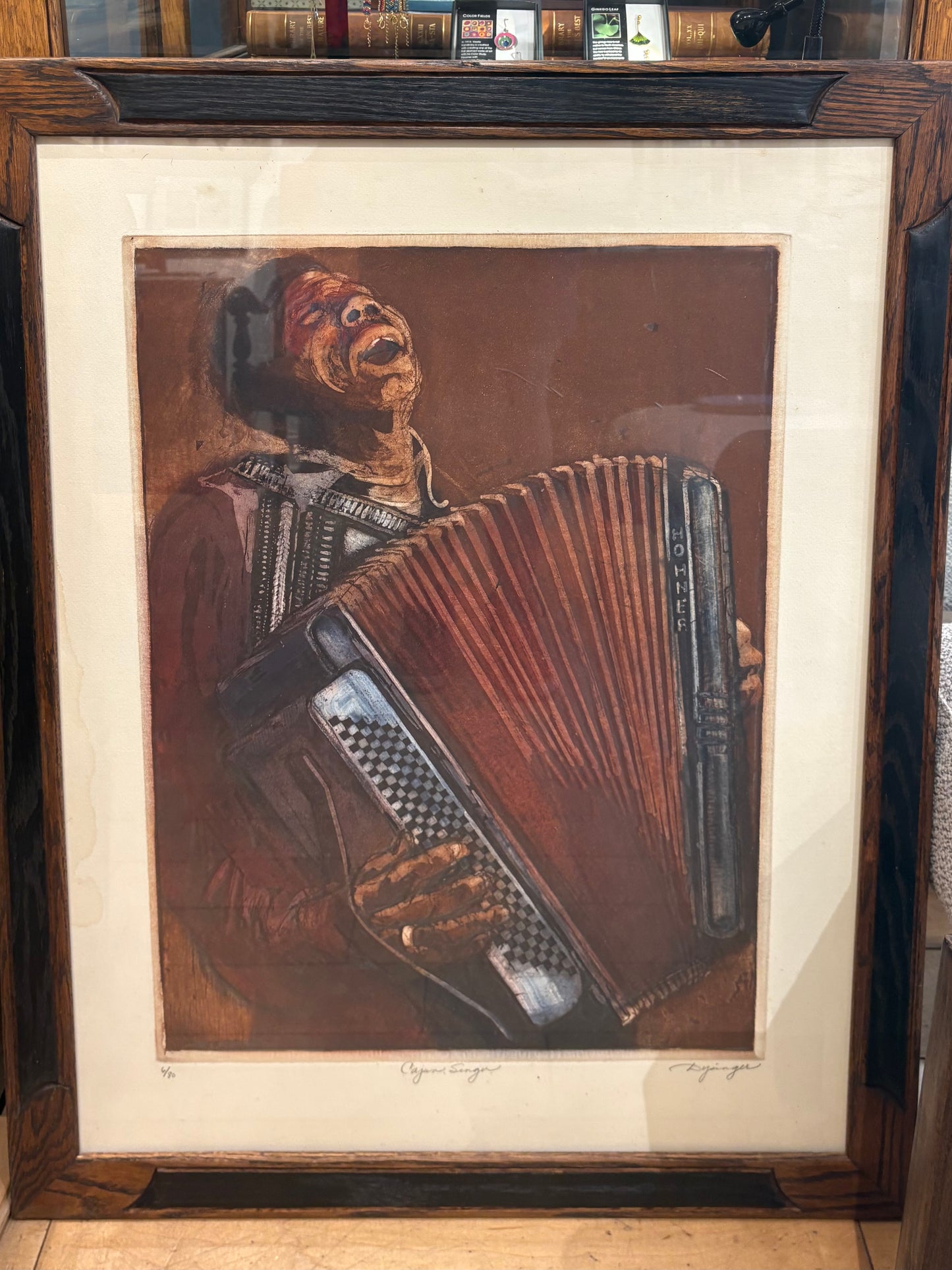 Signed Susan Dysinger "Cajun Singer" Etching with Aquatint 6/80