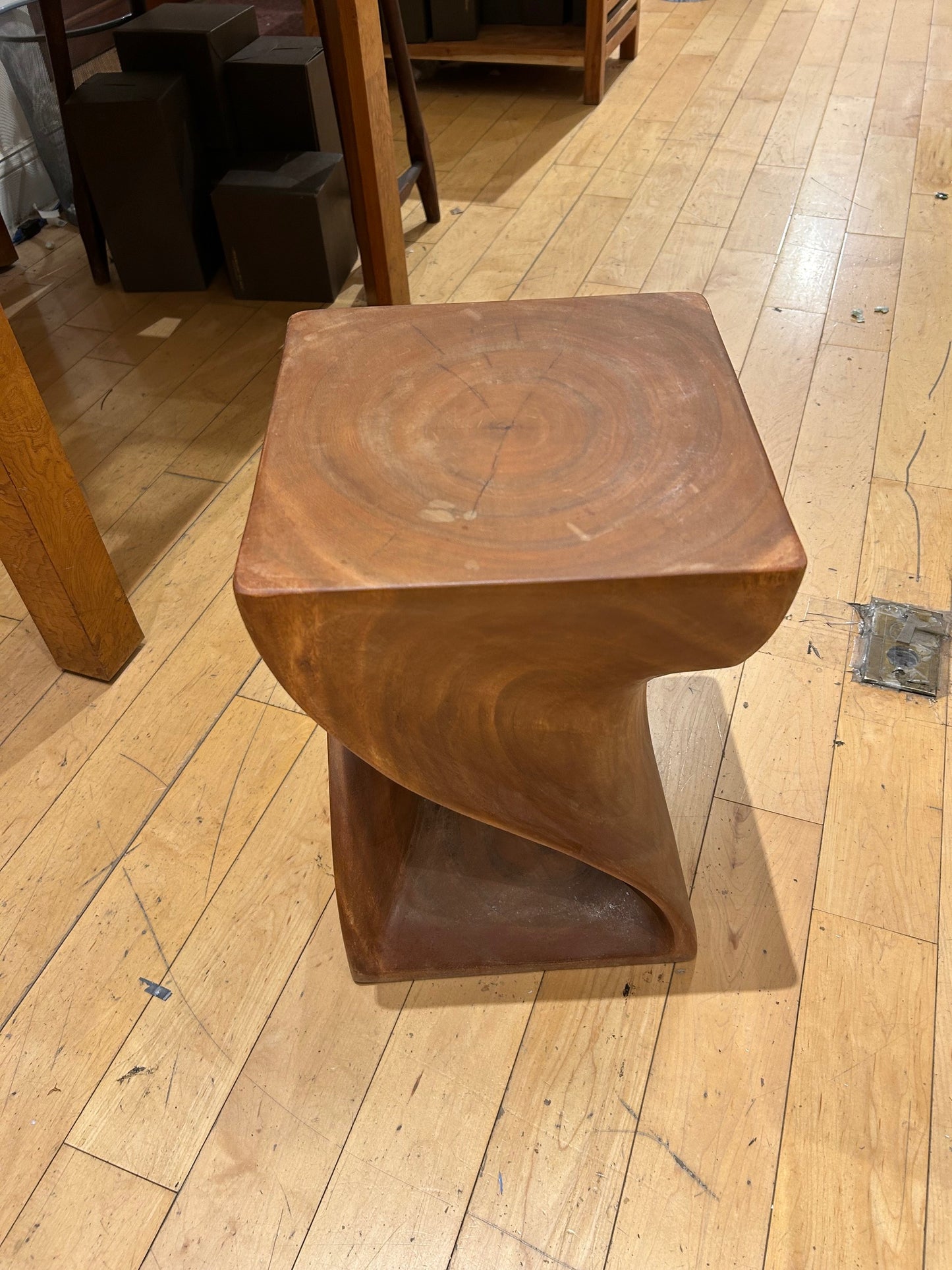 Teak Twist Base Side Table