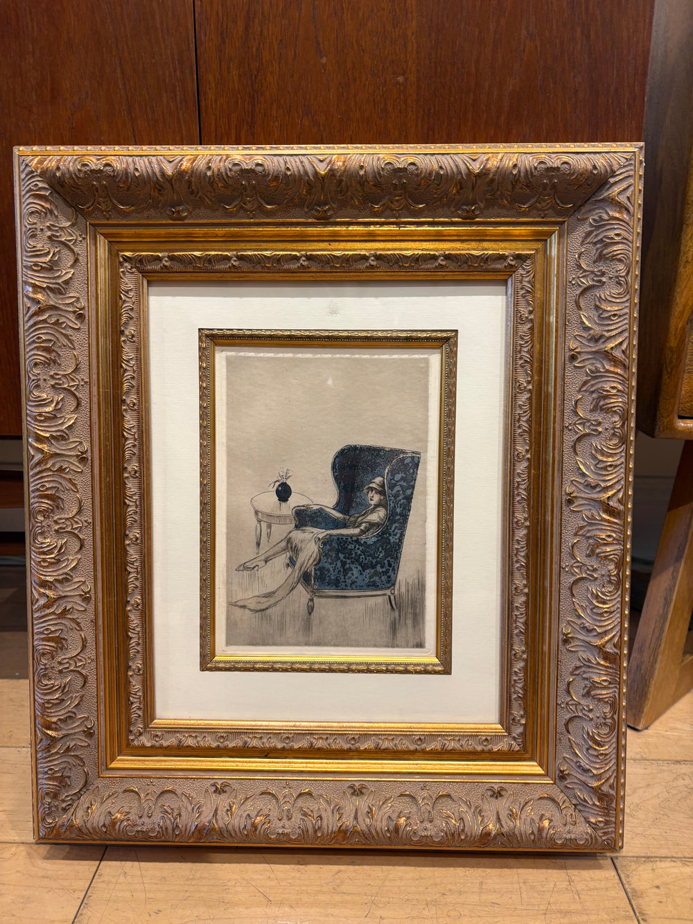 1926 Louis Icart "The Blue Chair" Original Etching