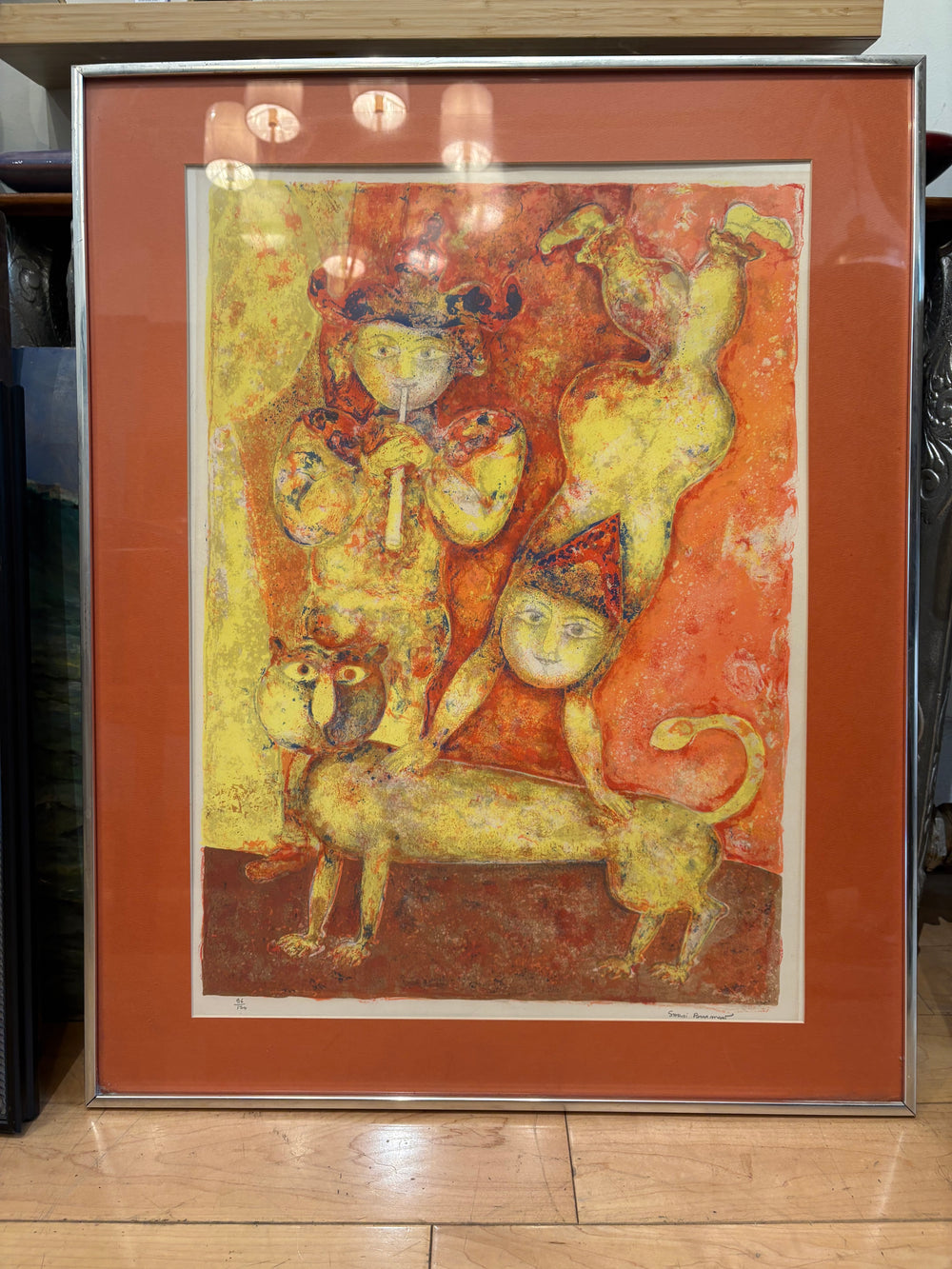 '70 Signed Sakti Burman "Trois Amis" Screen Print 96/120