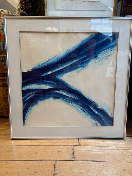 '78 Signed Jean Brownell Blue Abstract Watercolor
