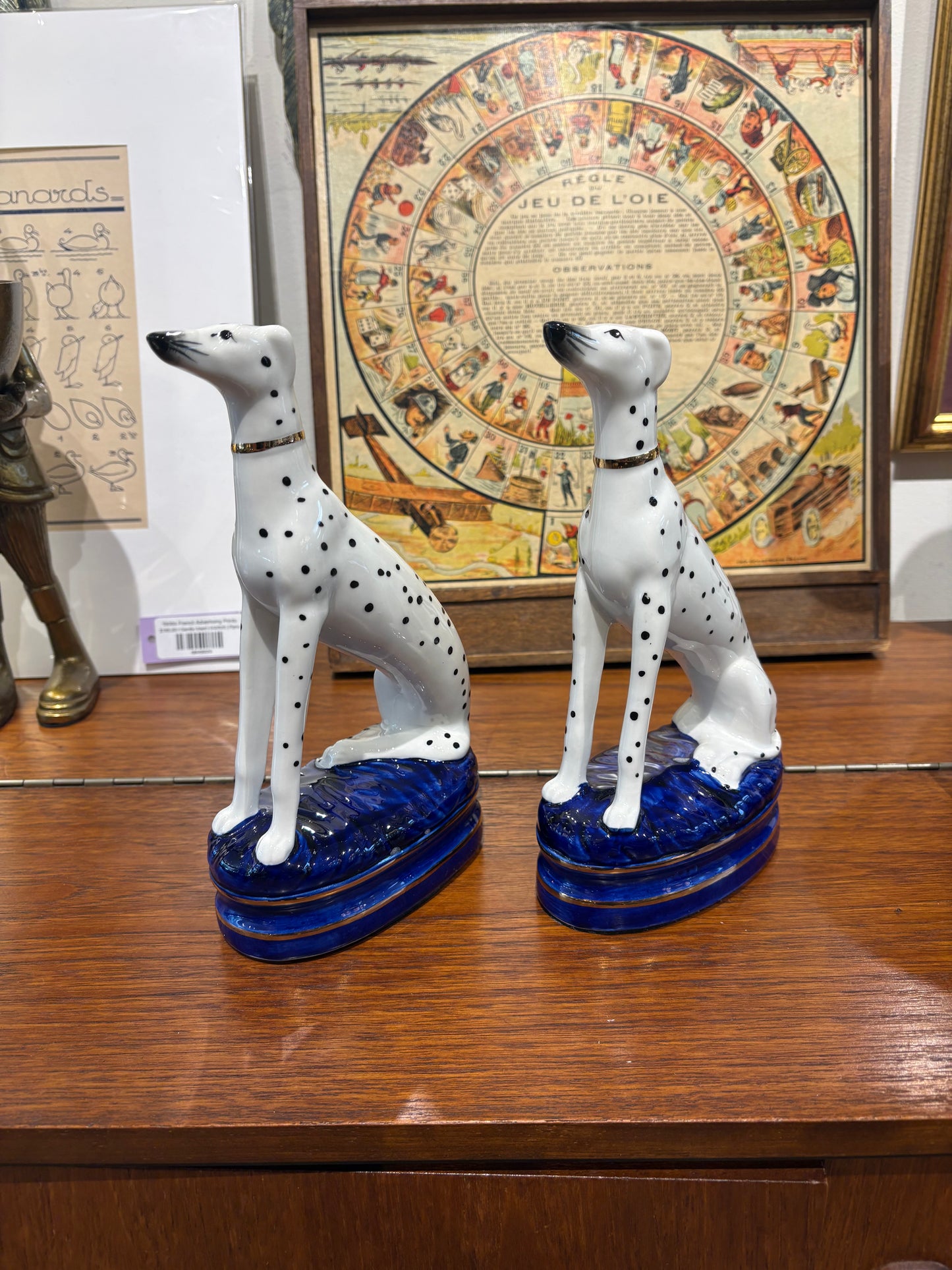 Pair of Vintage Porcelain Dog Bookends