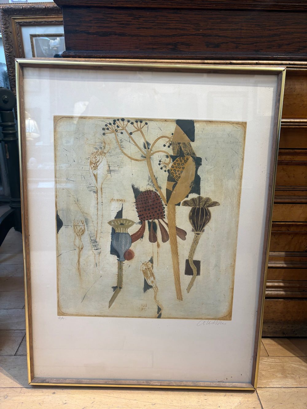 Signed Bridgette Courdain "Abstract Composition" Aquatint Etching