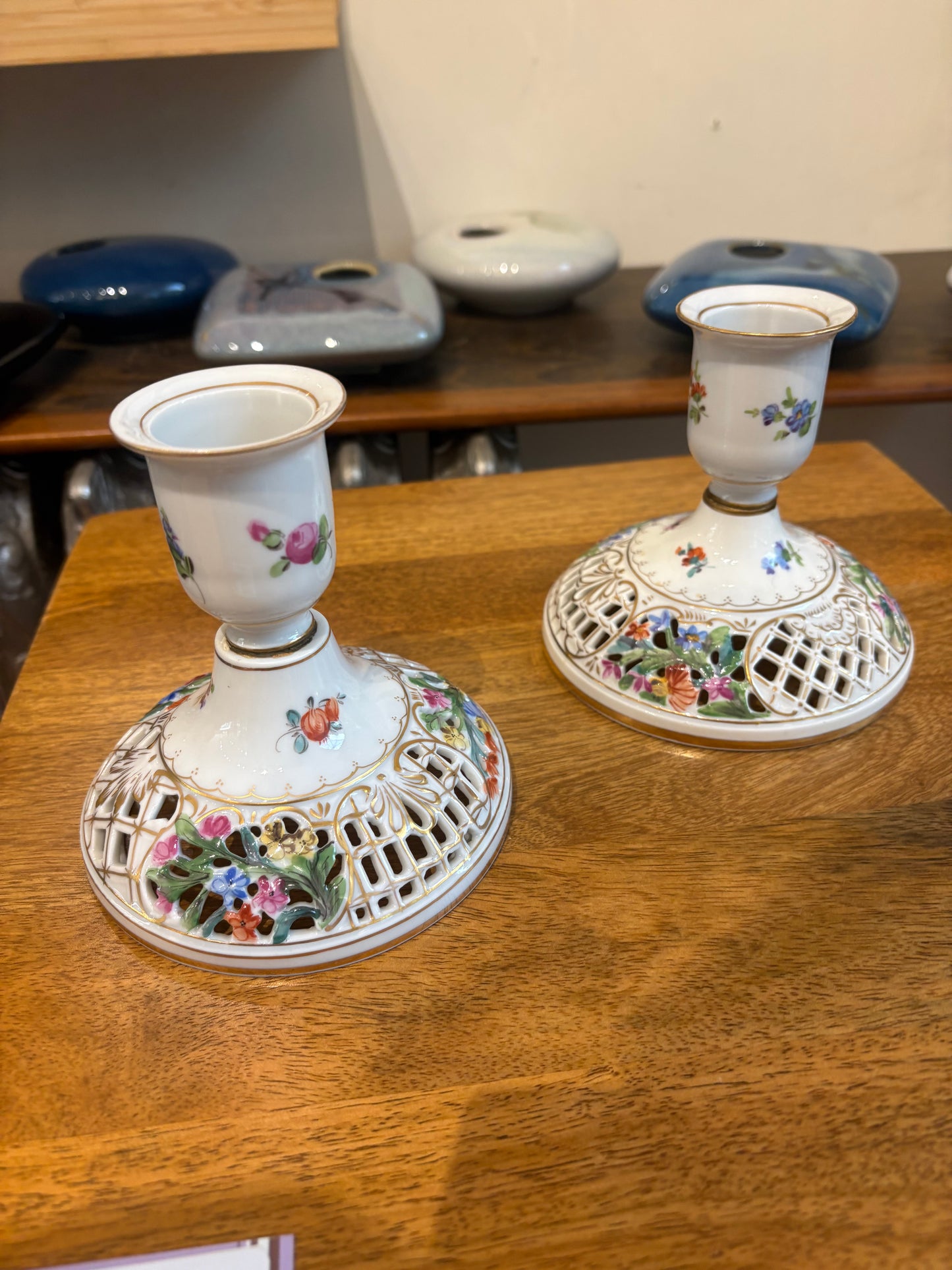 German Porcelain Candlestick Holders