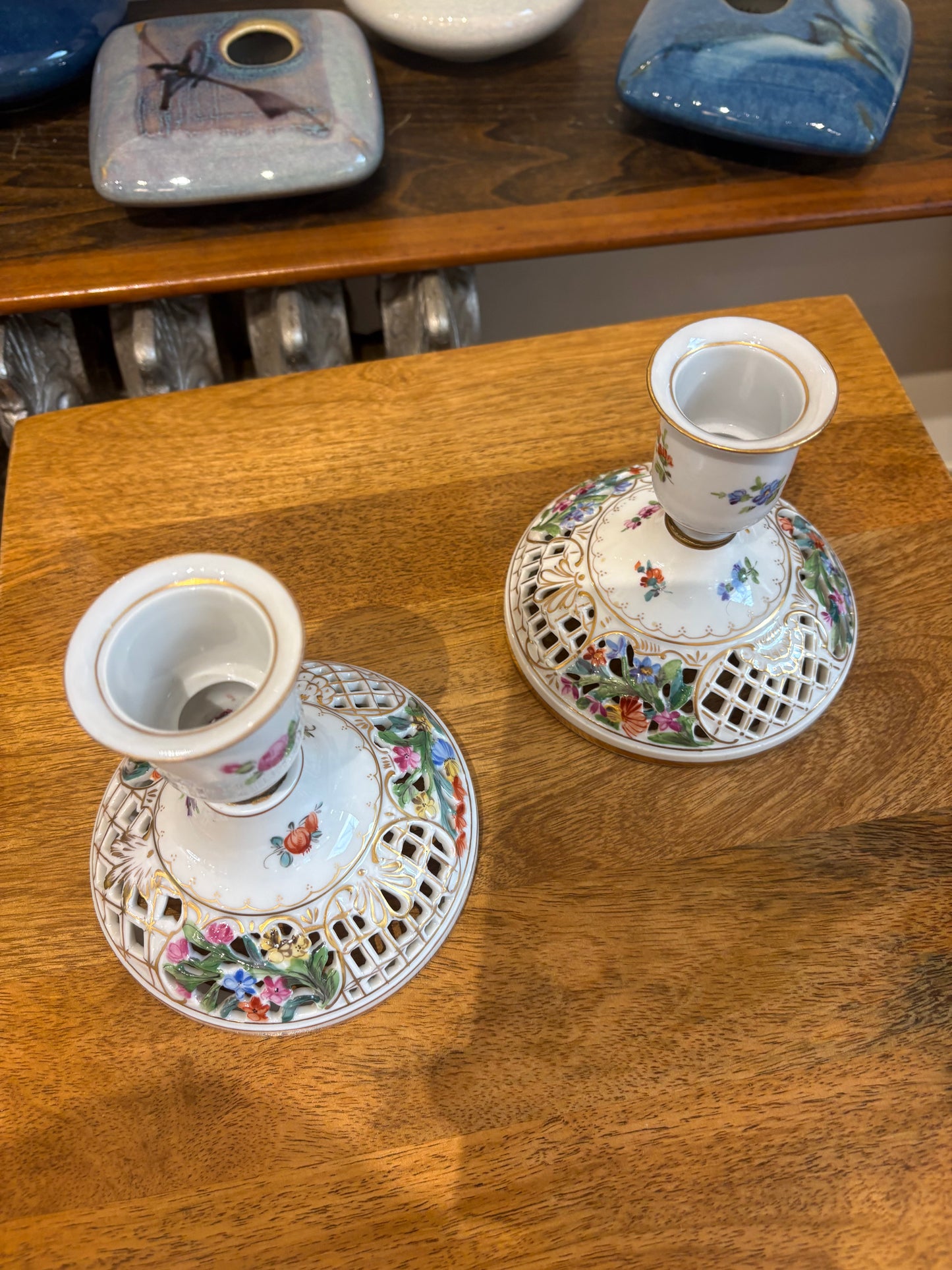 German Porcelain Candlestick Holders