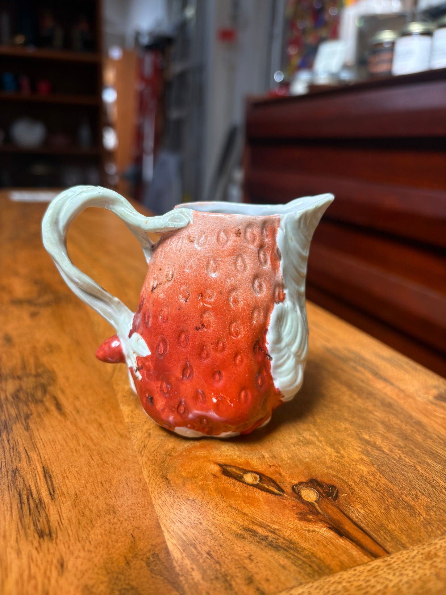 Antique German Ceramic Strawberry Creamer