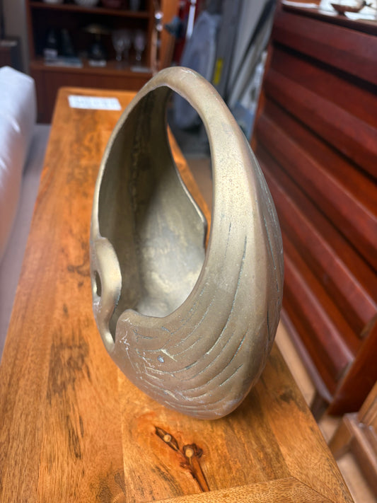 Vintage Brass Swan Planter