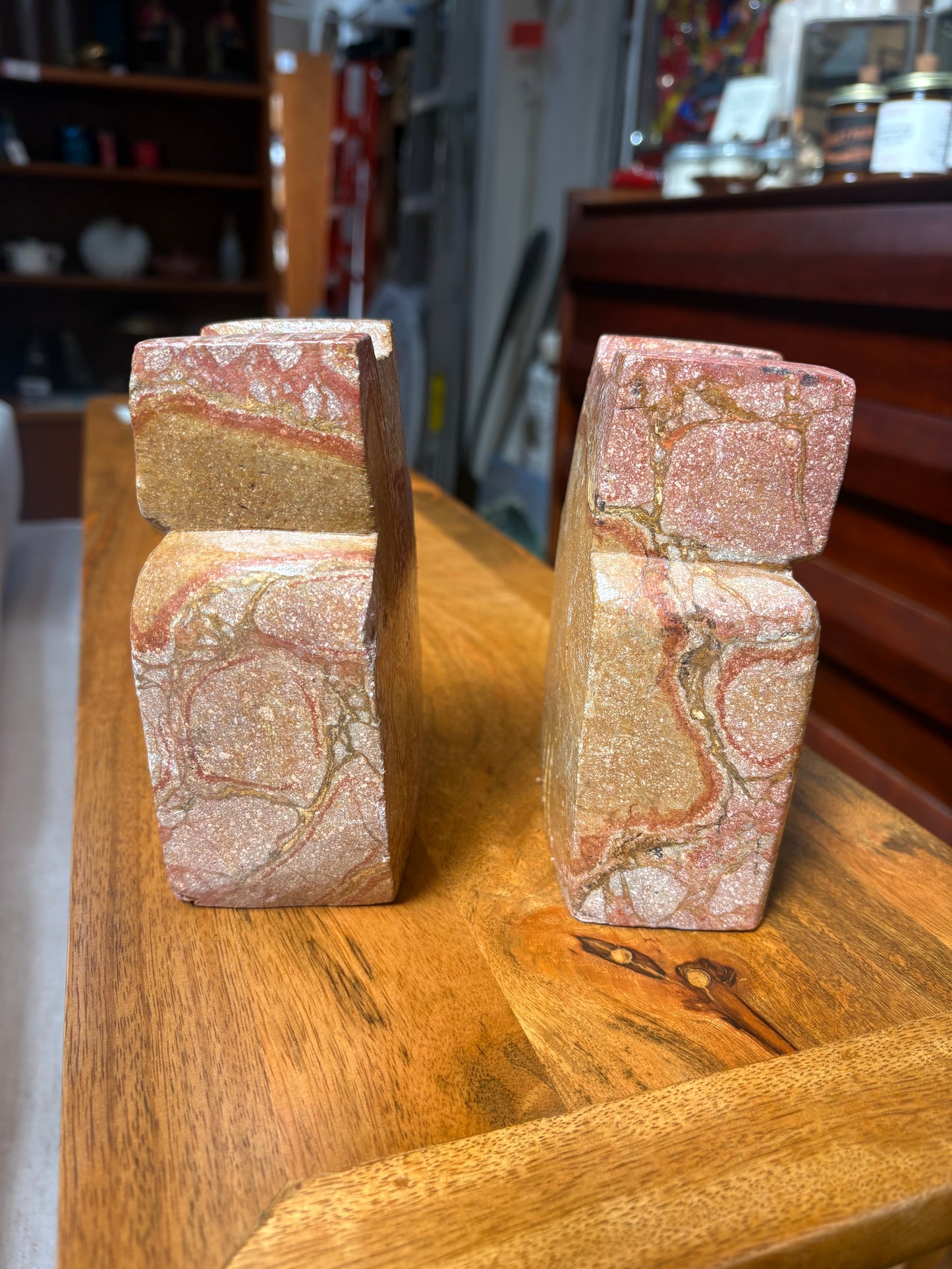 Pair of Carved Stone Owl Bookends