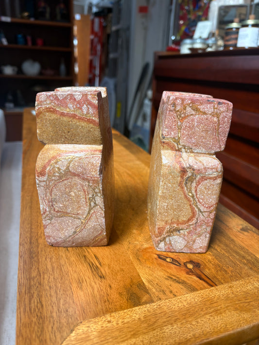 Pair of Carved Stone Owl Bookends